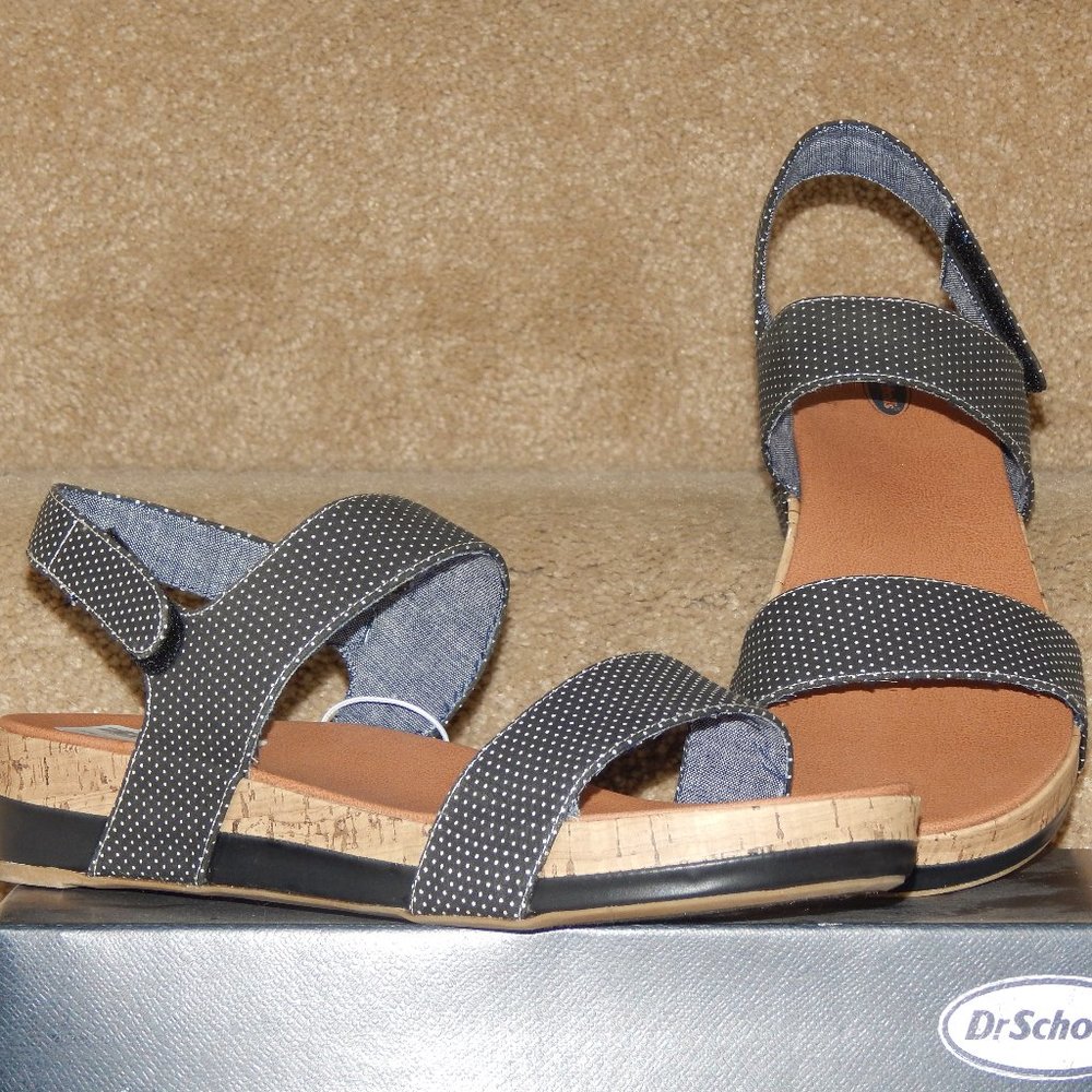 NEW Black Dot Fetching Sandals DR. SCHOLL''s sz 10